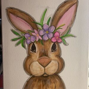 Floral Bunny Canvas Art